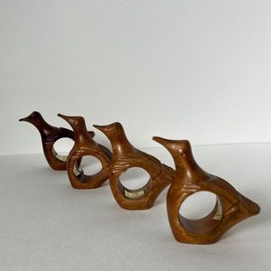 Vintage Wooden Bird Napkin Rings